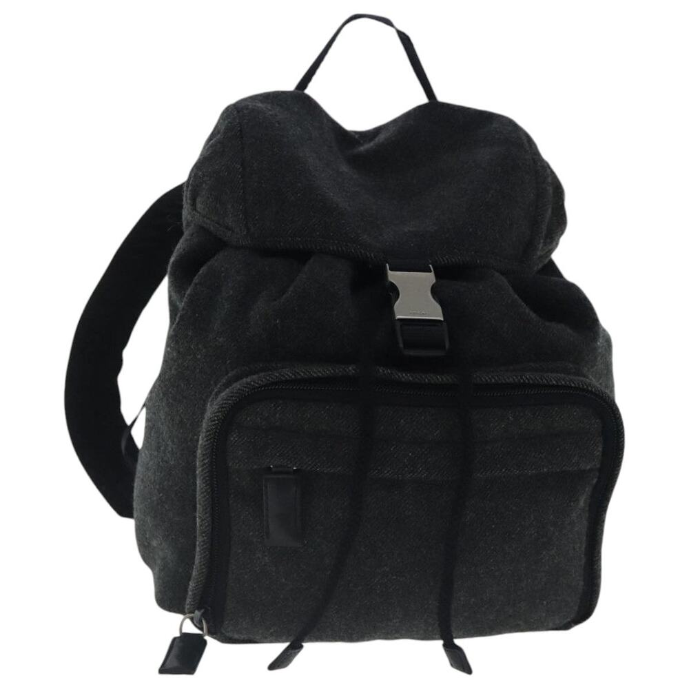 Prada Backpack Wool Gray Silver - image 1